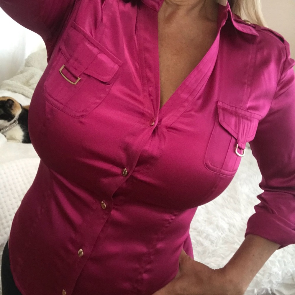 Cache BEAUTIFUL! Satin blouse So Soft!